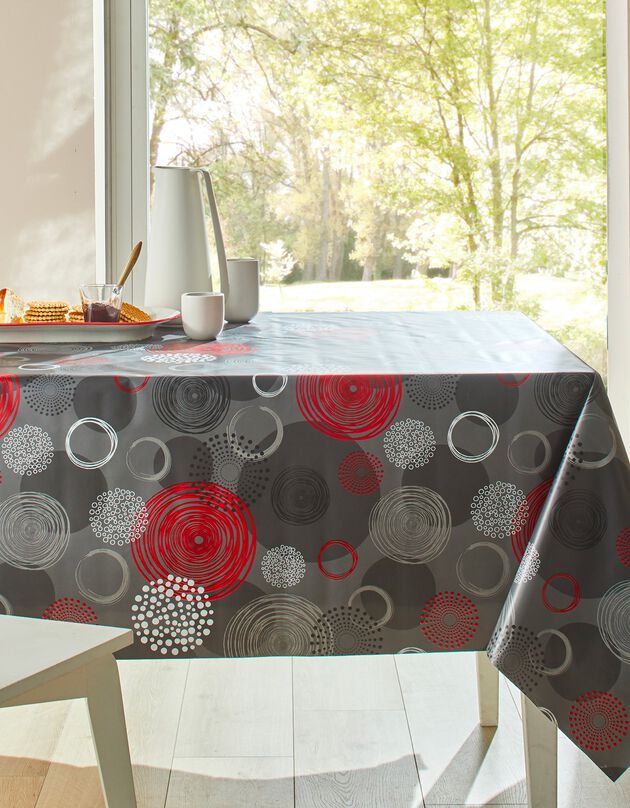 Tafelzeil met grafische cirkelprint (rood)