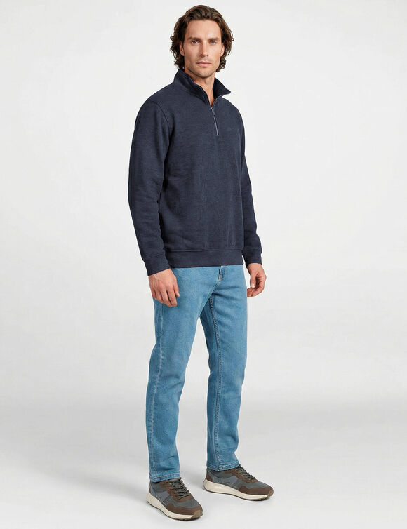 Warm sweatshirt met hoge kraag en ritssluiting, van geribd tricot (marine)