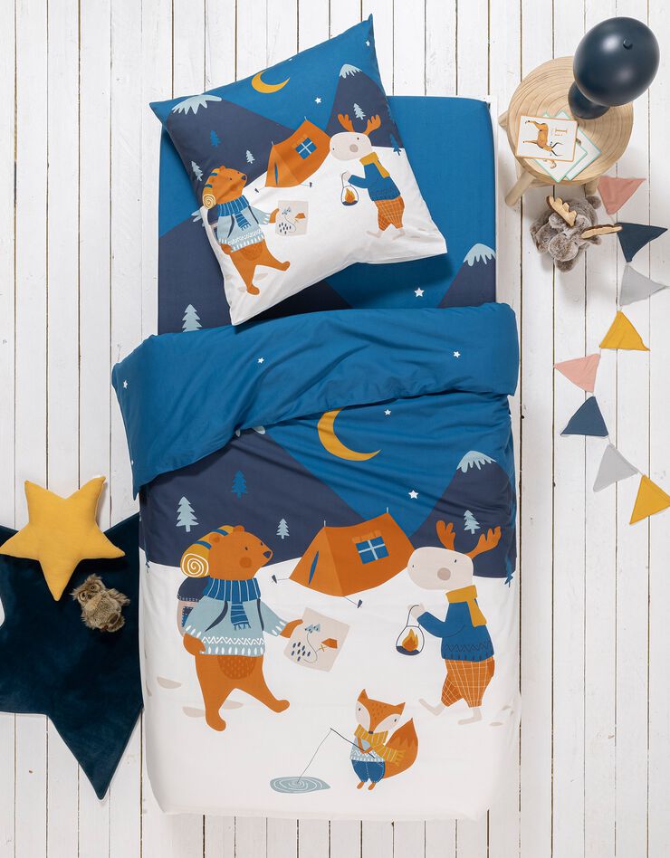 Linge de lit enfant imprimé Rando - coton  (blanc)