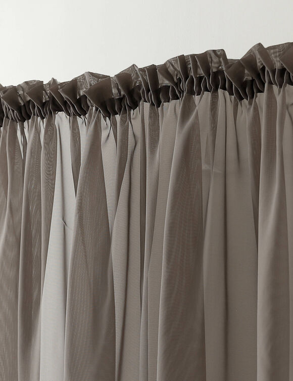 Effen voilegordijn met fronsgalon (grijs)