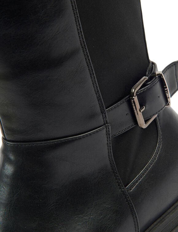 Bottes Kylie tr&egrave;s larges mollets 3XL, talon crant&eacute; et bande &eacute;lastiqu&eacute;e (noir)