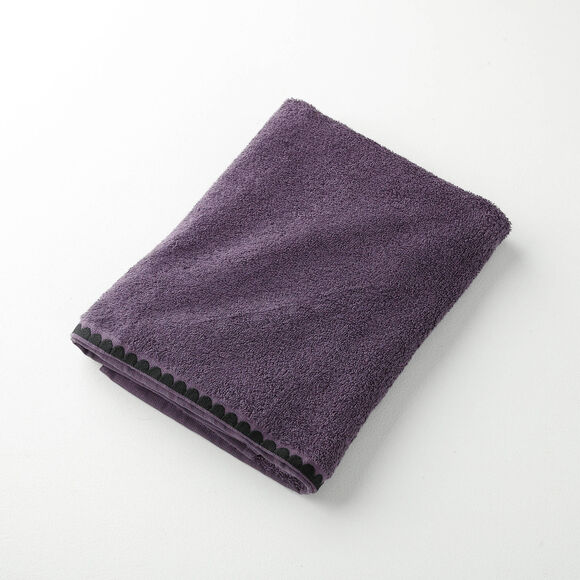 Serviettes de bain finition broderie fantaisie - 420g/m2 (aubergine)