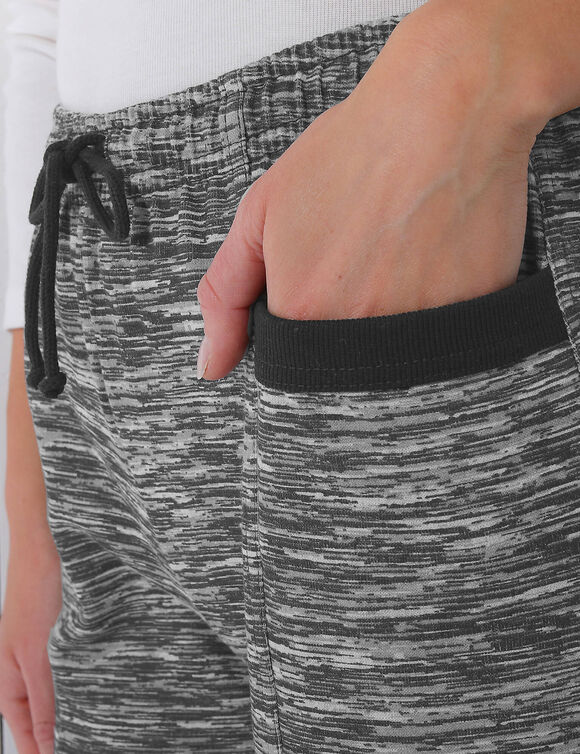 Jogging molleton gratté imprimé (noir chiné)