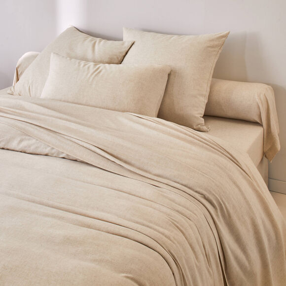 Linge de lit uni en bambou et en lin** (naturel)