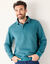 Sweat chaud col polo brod&eacute; poitrine maille c&ocirc;tel&eacute;e (bleu oc&eacute;an)