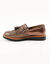 Slippers met sleehak, franjes en kwastjes (bruin)
