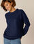 Trui met ronde hals in ribtricot (marine)