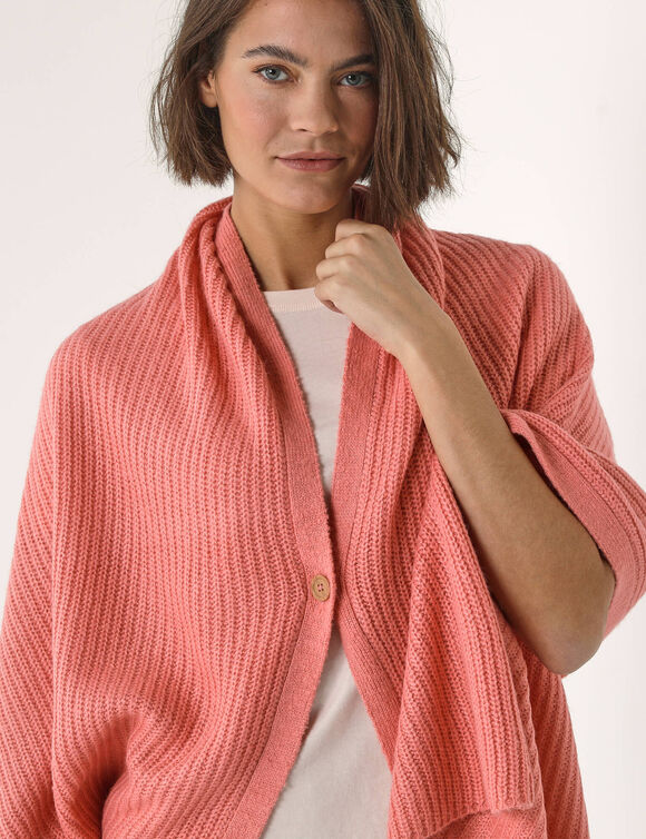 Poncho couvre-&eacute;paules en maille (corail gris&eacute;)