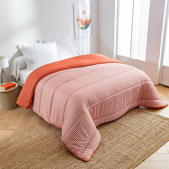 Couette microfibre imprim&eacute; vichy 400 g/m&sup2;  (tomette)
