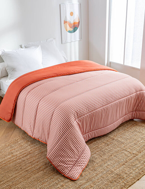 Couette microfibre imprim&eacute; vichy 400 g/m&sup2;  (tomette)