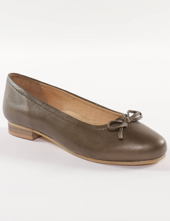 Comfortabele platte ballerina's in leer - bronskleur (bronskleur)