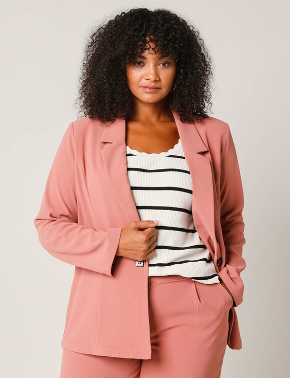 Veste blazer fluide manches longues (bois de rose)