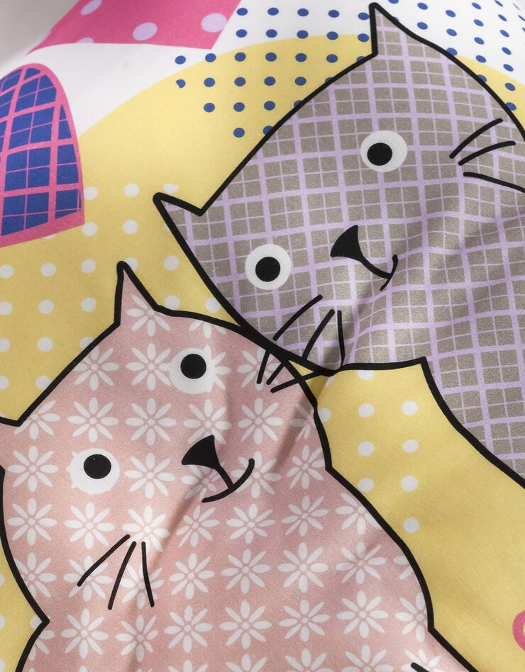 Linge de lit enfant à motifs chats Chamour 1 personne - coton (blanc)
