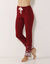 Broek met bloemenprint onderaan - katoenjersey (kersenrood)