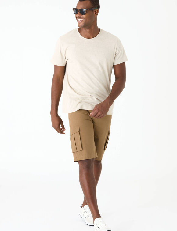 Bermuda in cargostijl, in ripstopweefsel, elastische tailleband opzij (donkerbeige)