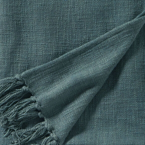 Plaid uni coton texturé (eucalyptus)