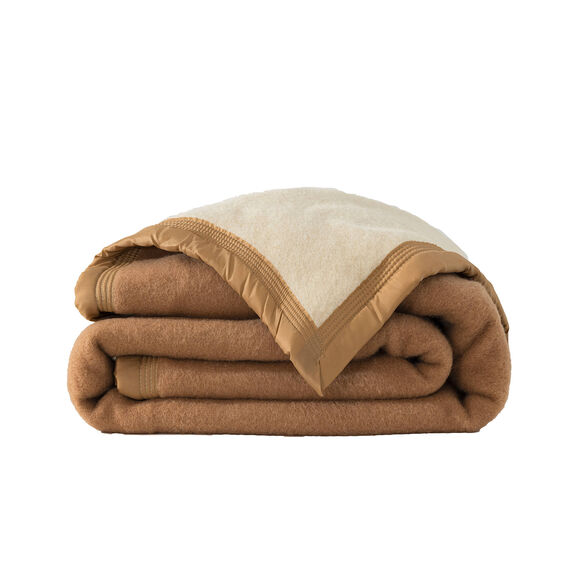 Couverture bicolore pure laine 600 g/m² (chamois)