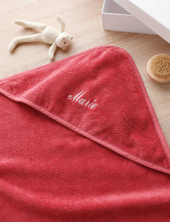 Cape de bain bébé personnalisable (framboise)