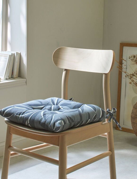 Galette de chaise carr&eacute;e imprim&eacute; feuillage - lot de 2 (gris perle)