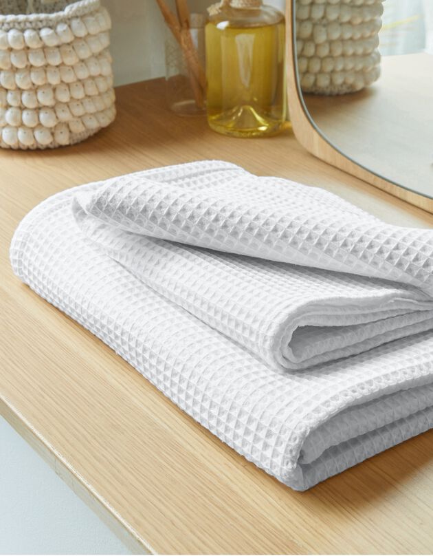 Serviette de bain nid d'abeille 320 g/m2 (blanc)