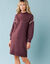 Robe-pull spécial Petites rayures contrastées (bordeaux)