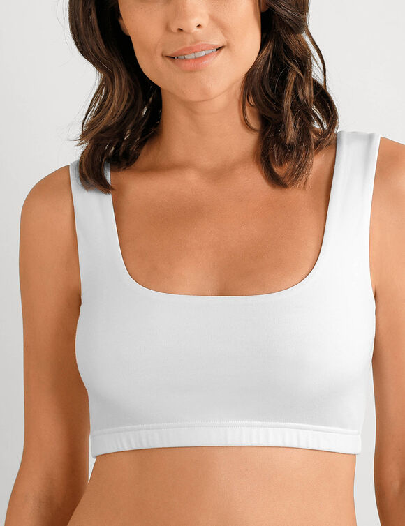 Brassi&egrave;re confort coton stretch doubl&eacute; sans armatures - lot de 2 (blanc + noir)
