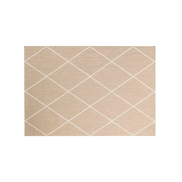 Tapis rectangulaire, tissage motif losanges (naturel)