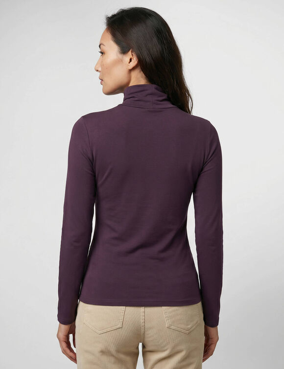 Sous-pull uni col roul&eacute; stretch (prune)