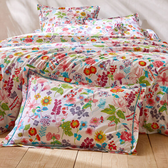 Bedlinnen Kelly in katoen met bloemenprint (wit)