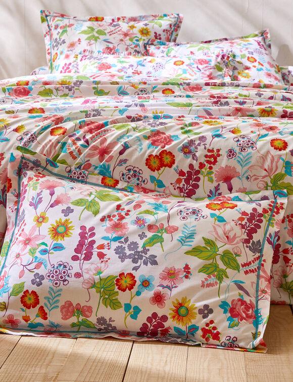 Linge de lit Kelly en coton imprimé floral (blanc)