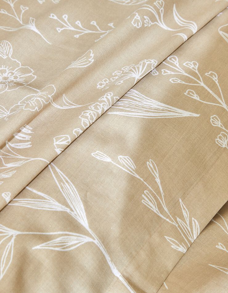 Bedlinnen Alessia in katoen met bloemenprint (zandkleur)