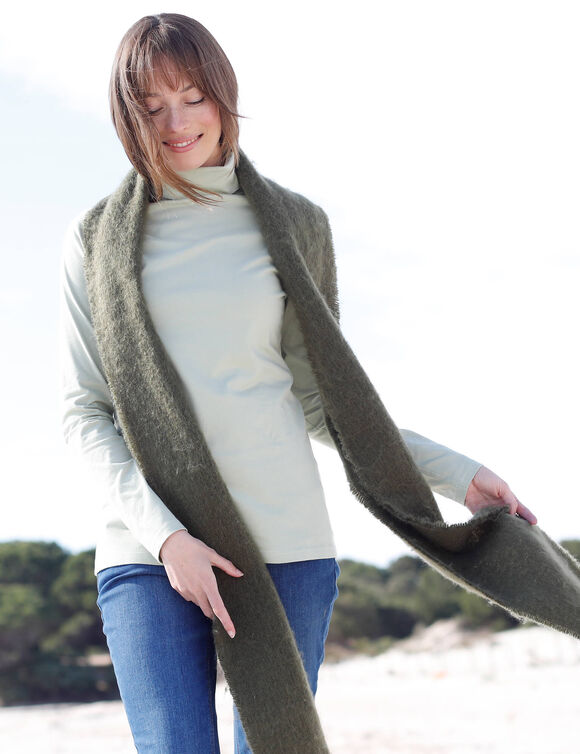 Sous-pull col roulé coton stretch uni (céladon grise)