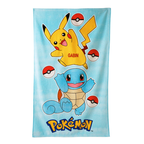 Personaliseerbaar kinderbadlaken Pokemon&reg;, katoenen badstof en velours - 320 g/m2 (blauw)
