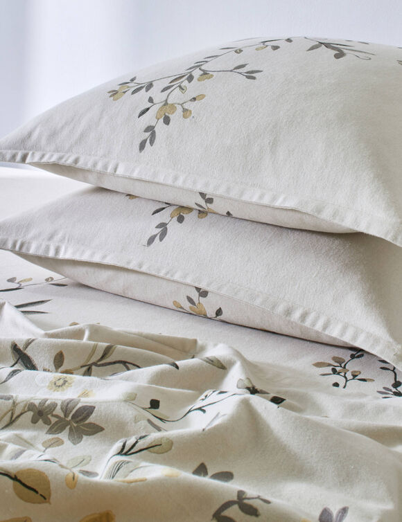 Bedlinnen met M&eacute;lodie-print - flanellen 150 g/m&sup2; (beige)