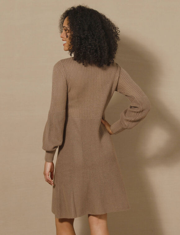 Robe pull évasée en maille anglaise (taupe)