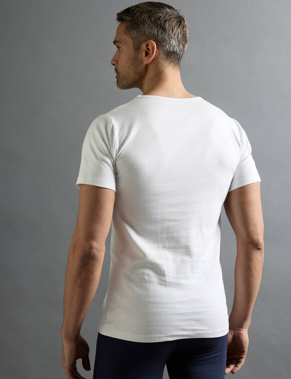 T-shirt sous-vêtement homme col rond manches courtes chaleur douce - lot de 2 (blanc)