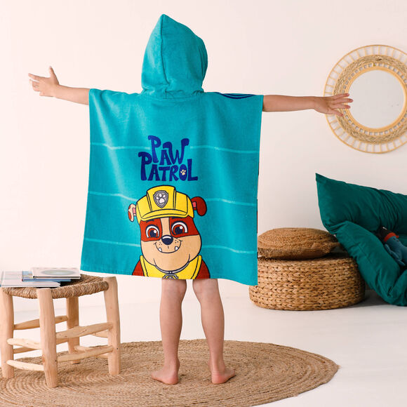Gepersonaliseerde kinderbadponcho Paw Patrol®, katoenen badstof en velours - 320g/m² (smaragd)