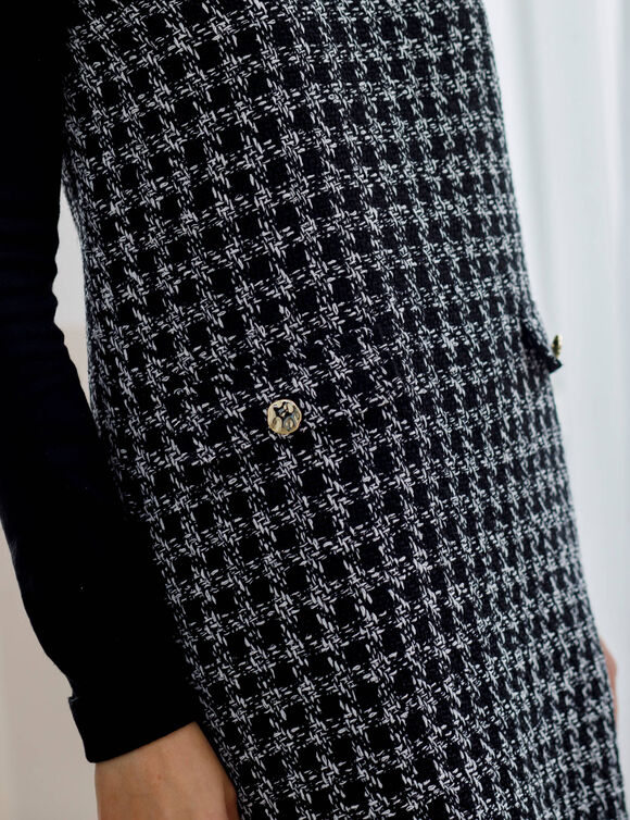 Robe chasuble, en tweed (noir / écru)