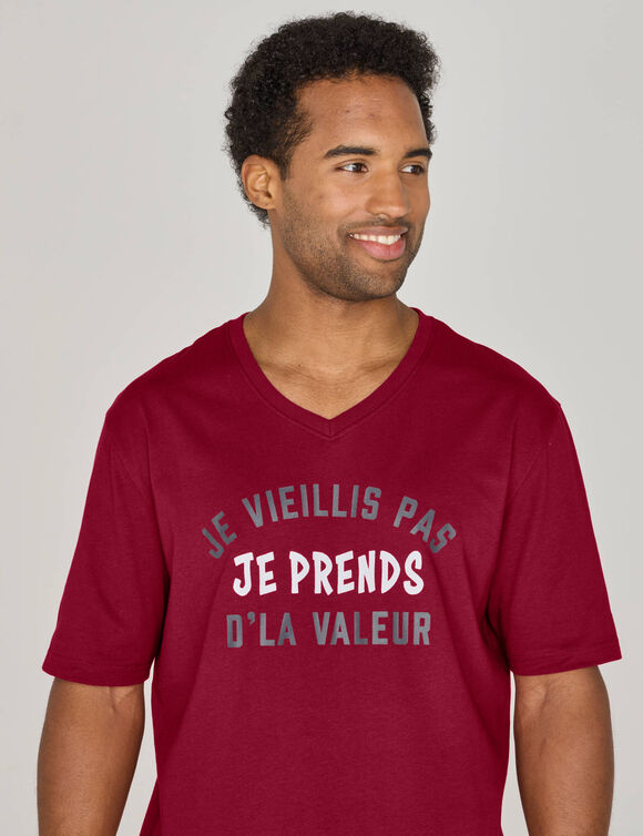 Pyjamashorts met tekst (bordeaux / chin&eacute; grijs)