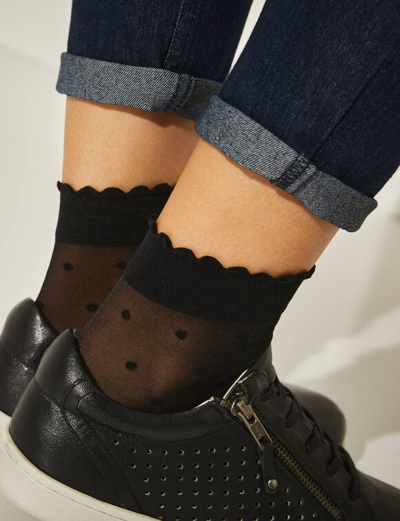 Mi-chaussettes plumetis - lot de 2 paires (noir)