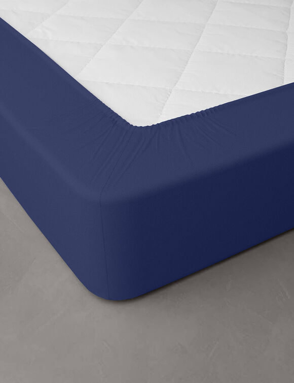 Effen hoeslaken in jersey, hoekdiepte 40 cm (marine)