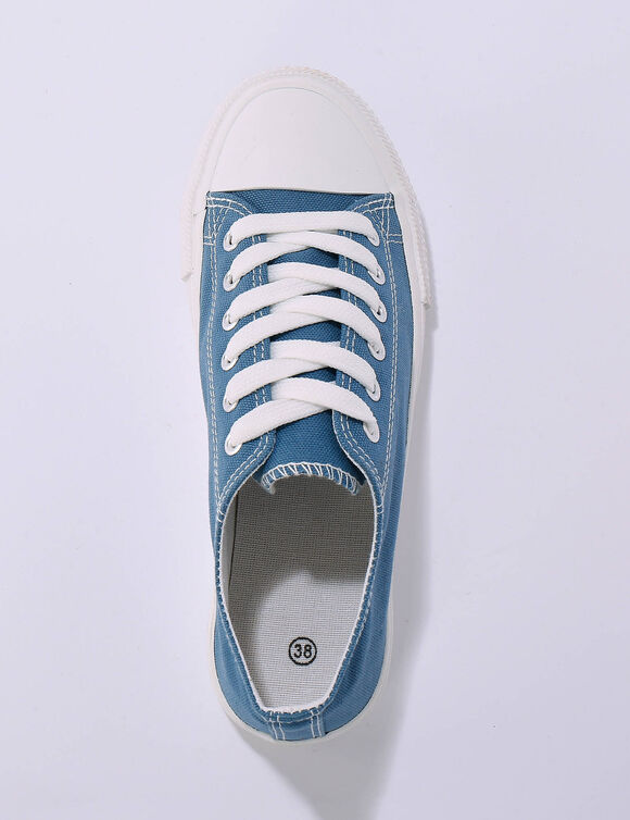 Sneakers in canvas, met veters (blauw)