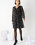 Robe bicolore à plis, imprimé feuilles (noir / beige)