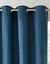 Rideau occultant et isolant finition oeillets (bleu paon)
