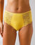 Maxislip met hoge taille in microvezel en rekbare kant - set van 2 (geel + ivoorkleur)