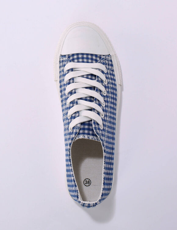 Tennis en toile à lacets imprimé carreaux (bleu)