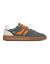 Leren herensneakers met veters en contrasterende inzetstukken (kaki)