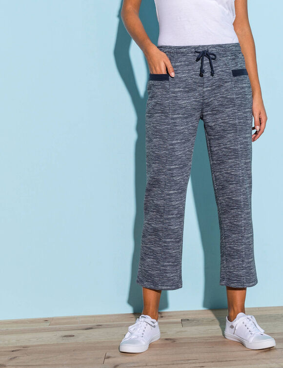 Pantacourt imprim&eacute; molleton gratt&eacute; (marine chin&eacute;)