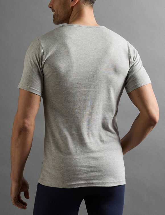 T-shirt sous-v&ecirc;tement homme col V manches courtes chaleur douce - lot de 2 (gris)
