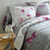 Linge de lit Célestine en coton imprimé fleurs et papillons (gris / parme)
